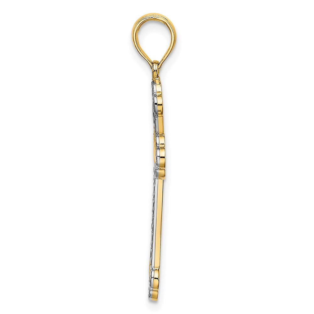 14k Yellow & Rhodium Gold W/ Rhodium D/C Reversible Cross Charm