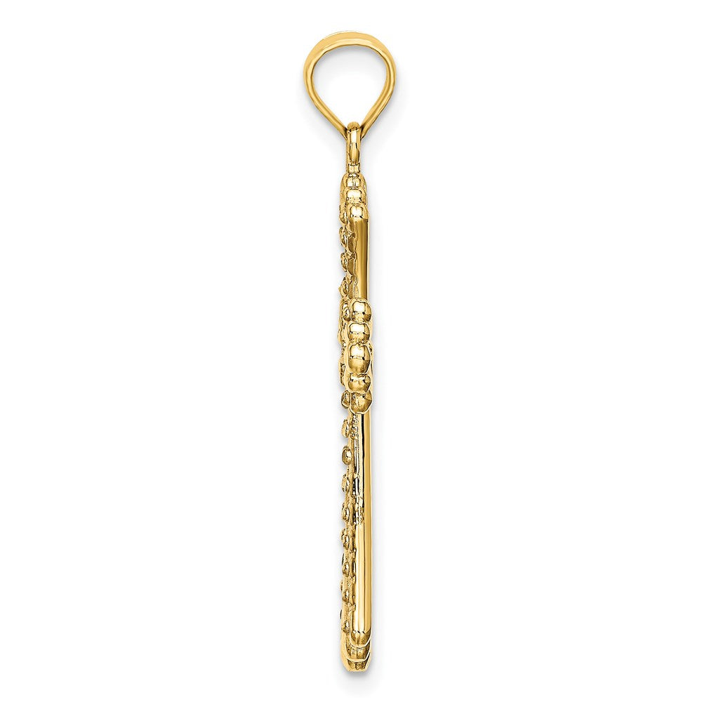 14k Yellow & Rhodium Gold w/Rhodium and D/C Reversible Cross Charm
