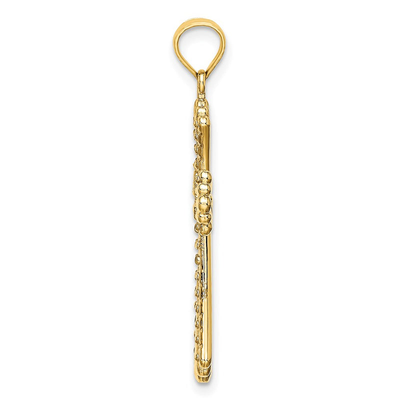 14k Yellow & Rhodium Gold w/Rhodium and D/C Reversible Cross Charm
