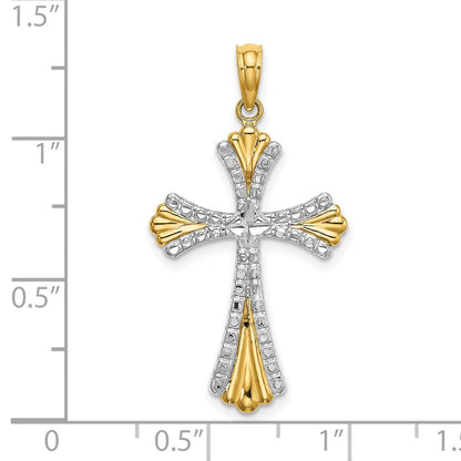 14k Yellow & Rhodium Gold w/Rhodium and D/C Reversible Cross Charm
