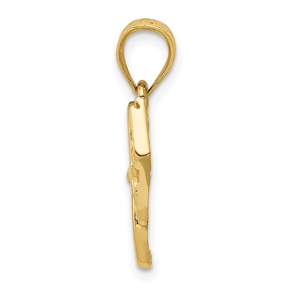 14k Yellow Gold Music Scale with Red Enameled Heart Pendant