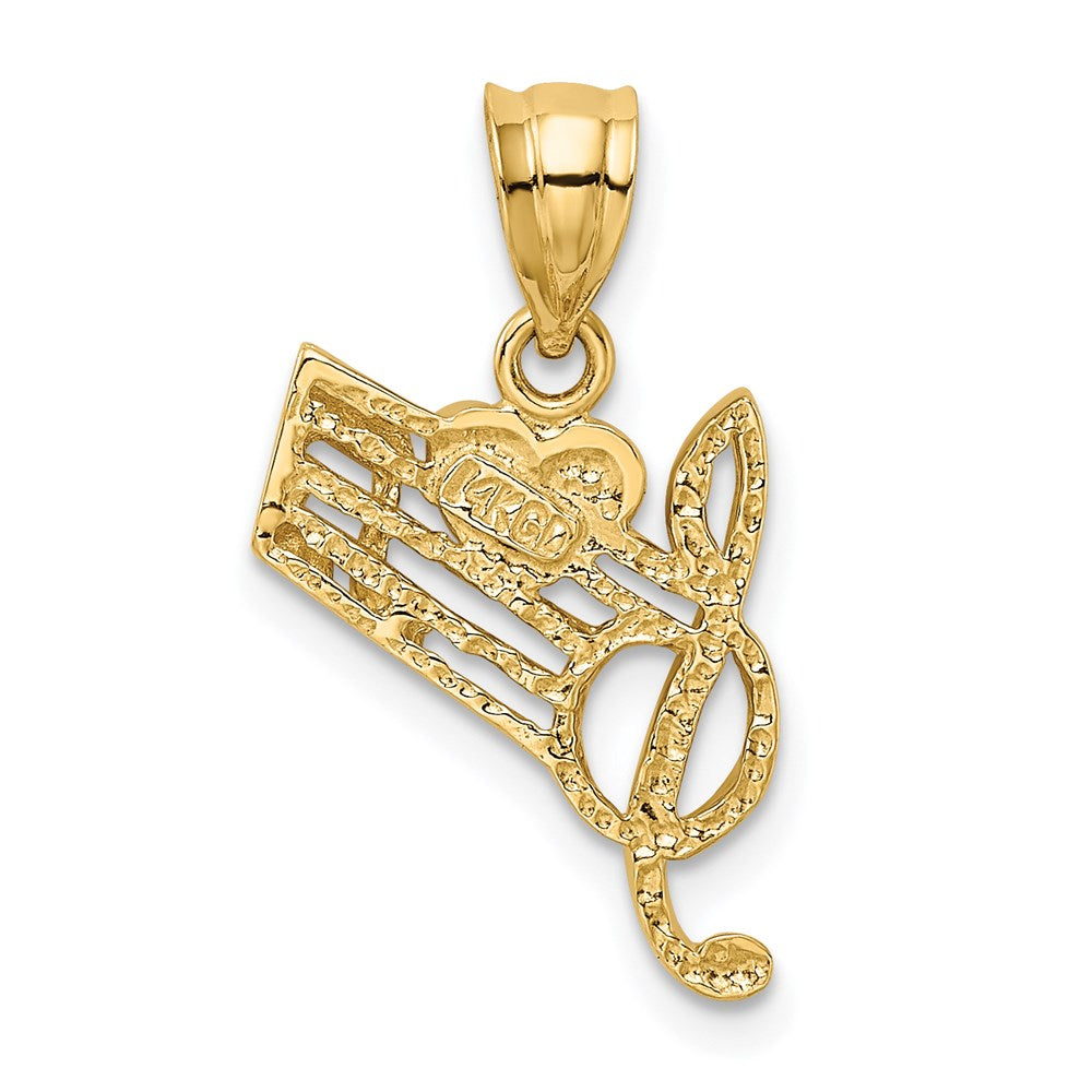 14k Yellow Gold Music Scale with Red Enameled Heart Pendant