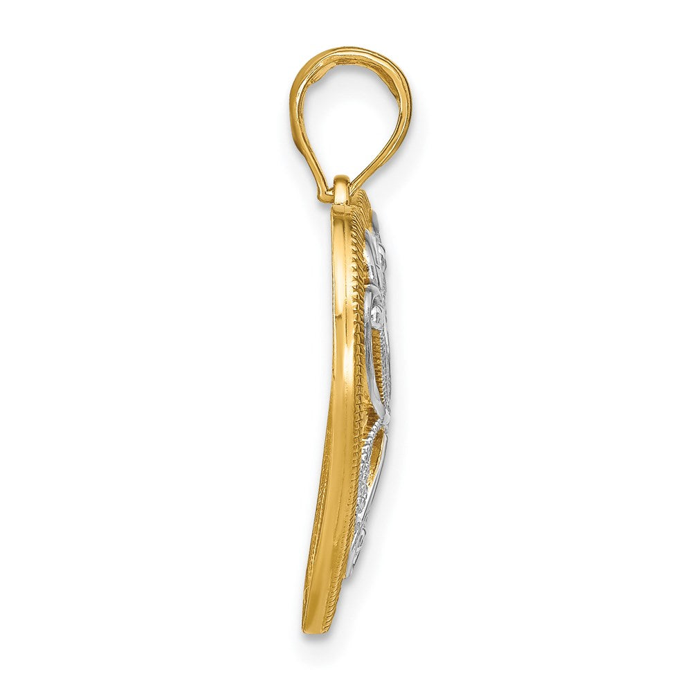 14k Yellow & Rhodium Gold w/Rhodium Filigree Heart Charm