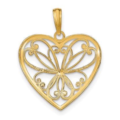 14k Yellow & Rhodium Gold w/Rhodium Filigree Heart Charm