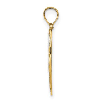 14k Yellow & Rhodium Gold w/Rhodium Filigree Center Round Charm