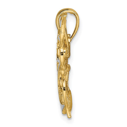 14k Two-tone Gold Diamond-cut Butterfly Charm