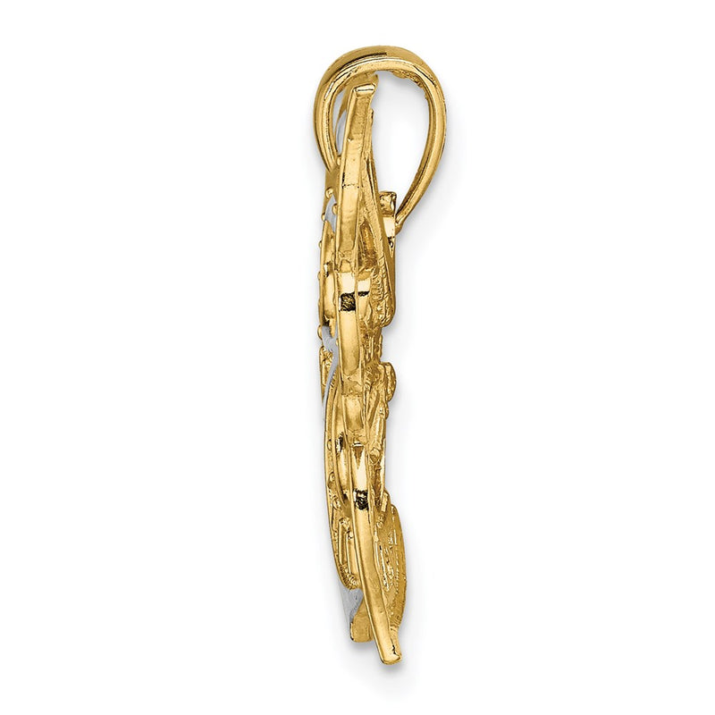 14k Two-tone Gold Diamond-cut Butterfly Charm
