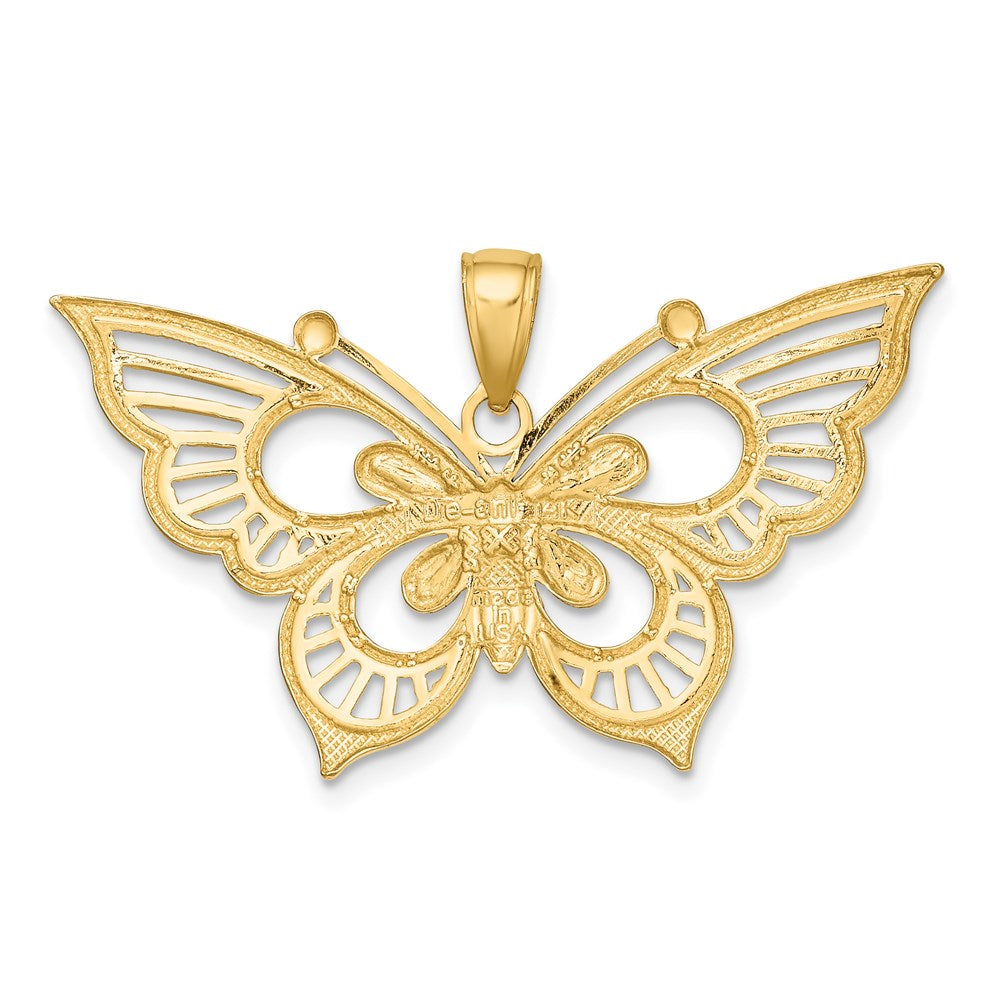 14k Two-tone Gold Diamond-cut Butterfly Charm
