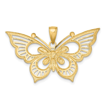 14k Two-tone Gold Diamond-cut Butterfly Charm