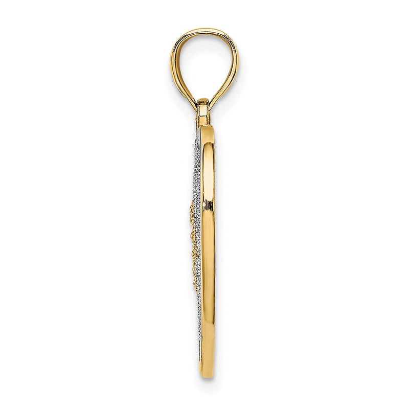 14k Yellow & Rhodium Gold w/ Rhodium Filigree Heart Charm