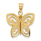 14k Yellow & Rhodium Gold w/ Rhodium Diamond-cut Butterfly Charm