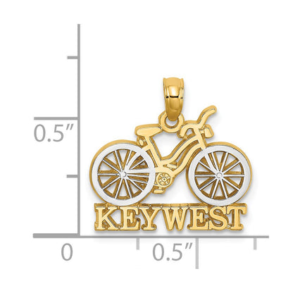14k Yellow & Rhodium Gold with White Rhodium KEY WEST Bicycle Charm