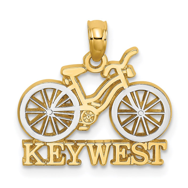 14k Yellow & Rhodium Gold with White Rhodium KEY WEST Bicycle Charm