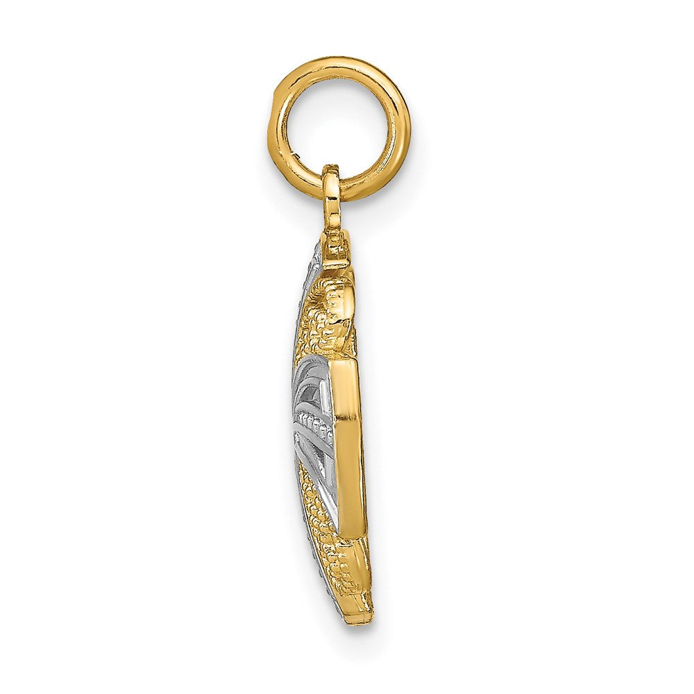 14k Yellow & Rhodium Gold w/Rhodium Pinwheel Medallion Charm