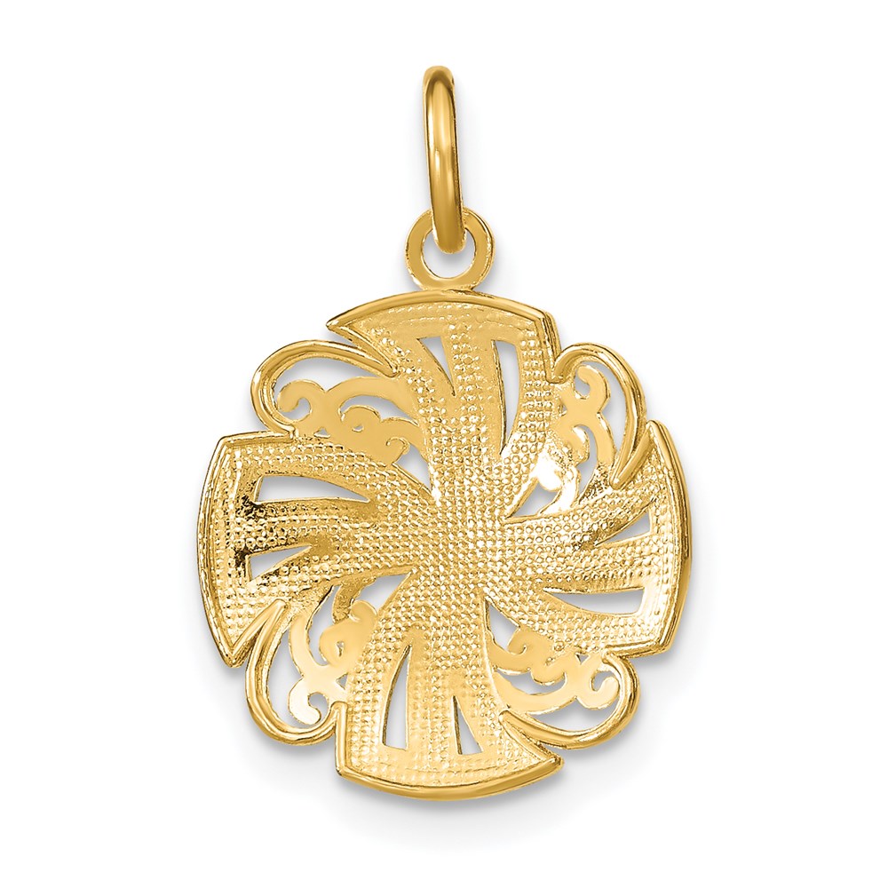 14k Yellow & Rhodium Gold w/Rhodium Pinwheel Medallion Charm