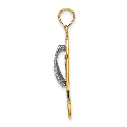 14k Yellow & Rhodium Gold w/Rhodium Palm Tree Flip-Flop Charm