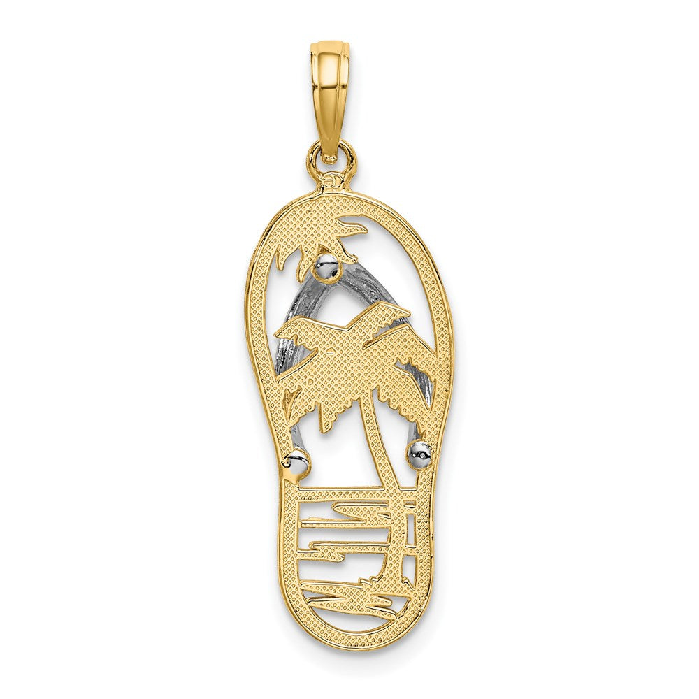 14k Yellow & Rhodium Gold w/Rhodium Palm Tree Flip-Flop Charm