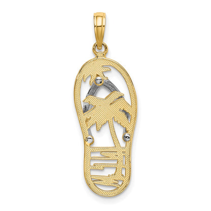 14k Yellow & Rhodium Gold w/Rhodium Palm Tree Flip-Flop Charm