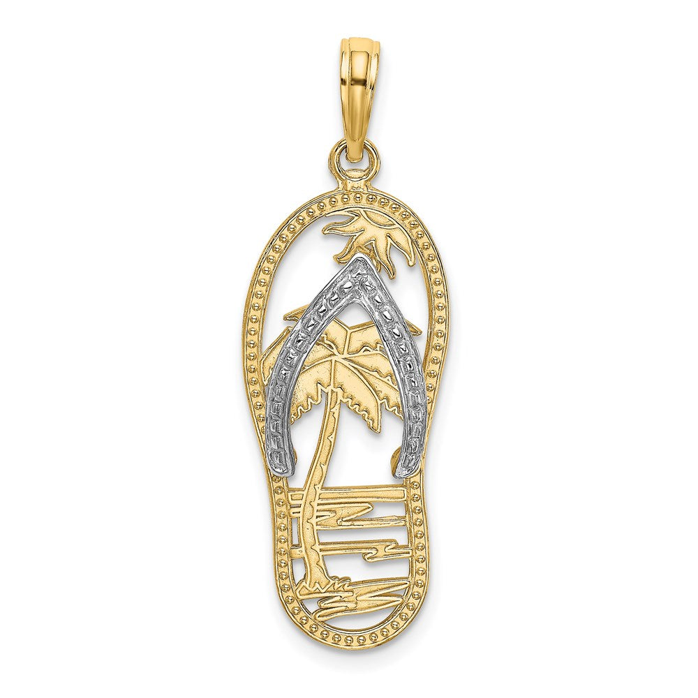 14k Yellow & Rhodium Gold w/Rhodium Palm Tree Flip-Flop Charm