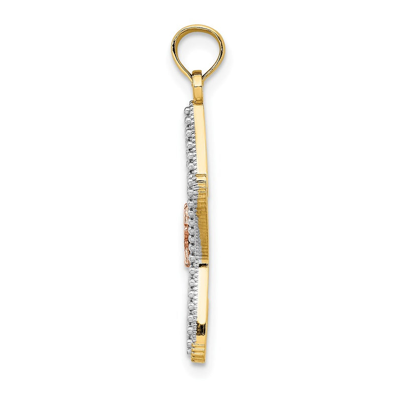 14k Two-tone Gold Two-tone Gold W/ White Rhodium Cut-Out Small Starfish Charm