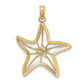 14k Two-tone Gold Two-tone Gold W/ White Rhodium Cut-Out Small Starfish Charm