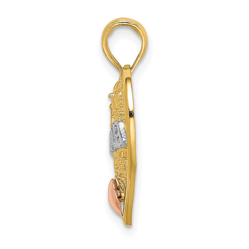 14k Two-tone Gold White Rhodium GRANDMA In Filigree Heart Charm