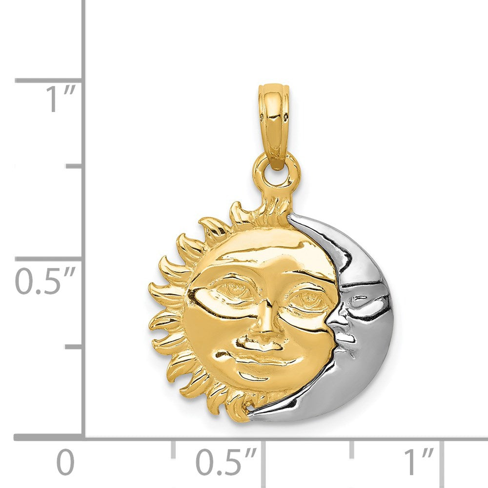 14k Two-tone Gold Two-tone Gold Solid Polished Reversible Sun and Moon Pendant