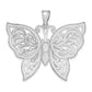 14k White Gold Large Diamond-cut Beaded Butterfly Charm