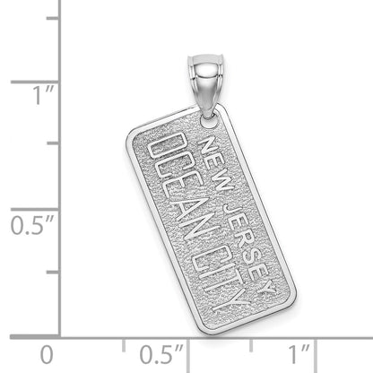 14k White Gold Textured OCEAN CITY NJ License Plate Charm