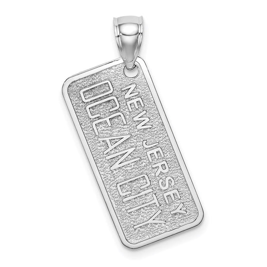 14k White Gold Textured OCEAN CITY NJ License Plate Charm