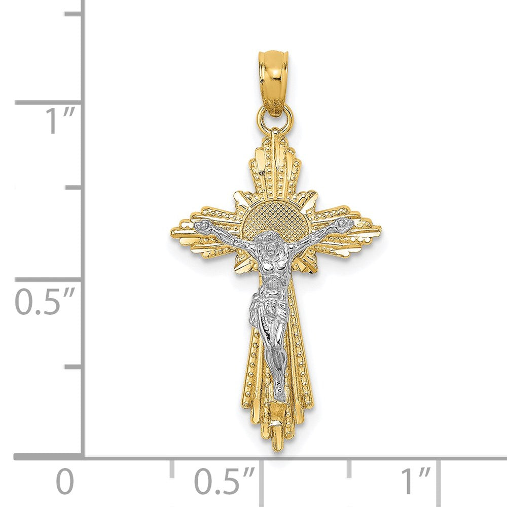 14k Two-tone Gold D/C Crucifix Pendant