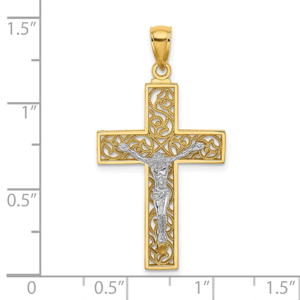 14k Two-tone Gold Crucifix Pendant