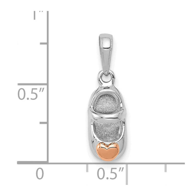 14k White/Rose Gold Two-tone Gold White and Rose Gold Baby Shoe Charm