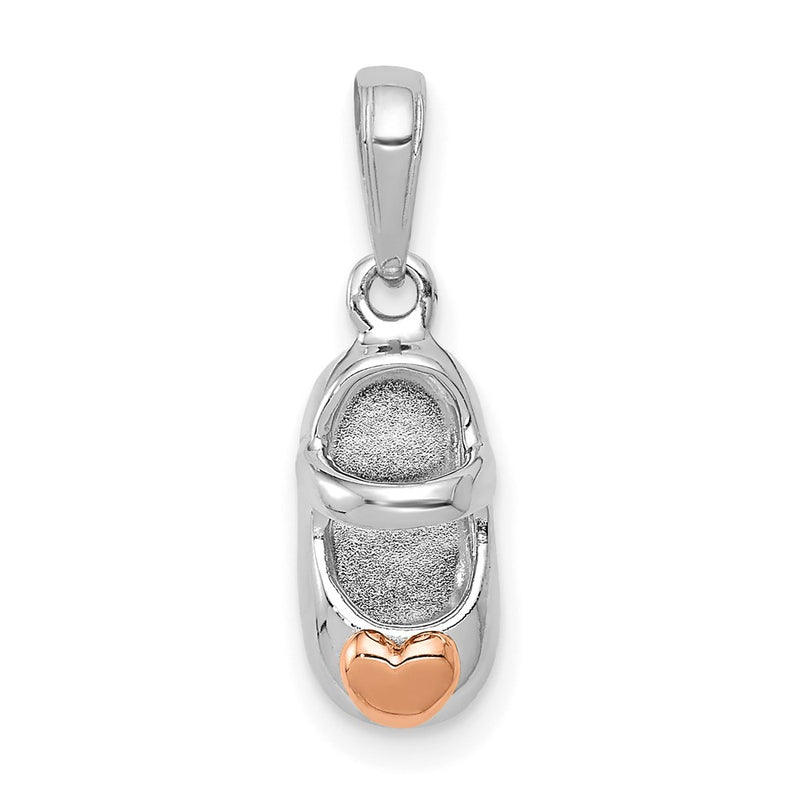 14k White/Rose Gold Two-tone Gold White and Rose Gold Baby Shoe Charm