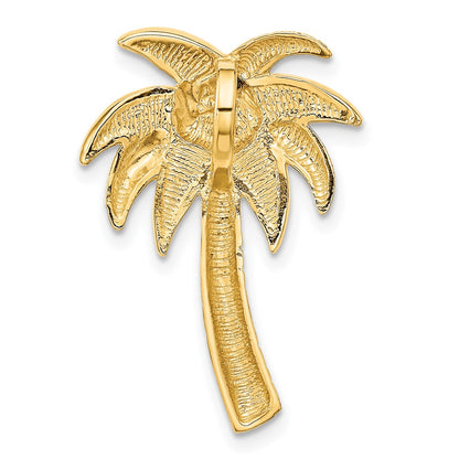 14k Yellow Gold Lab Created Opal Palm Tree Slide