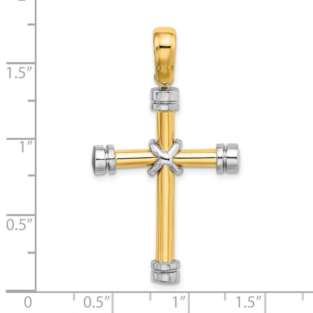 14k Two-tone Gold Polished w/ X In Center Cross