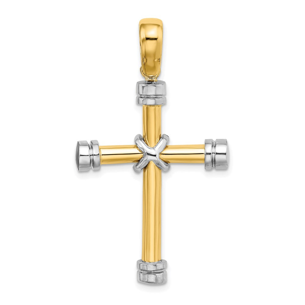 14k Two-tone Gold Polished w/ X In Center Cross