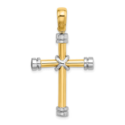 14k Two-tone Gold Polished w/ X In Center Cross