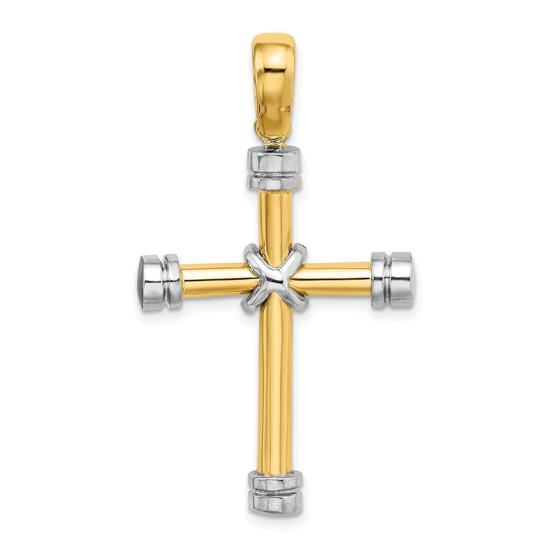 14k Two-tone Gold Polished w/ X In Center Cross