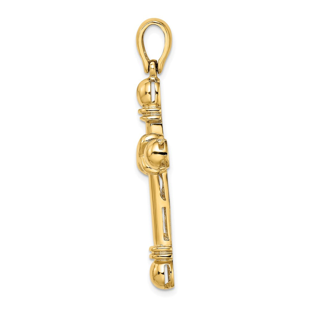 14k Yellow Gold X Center With Rounded Ends Cross Pendant