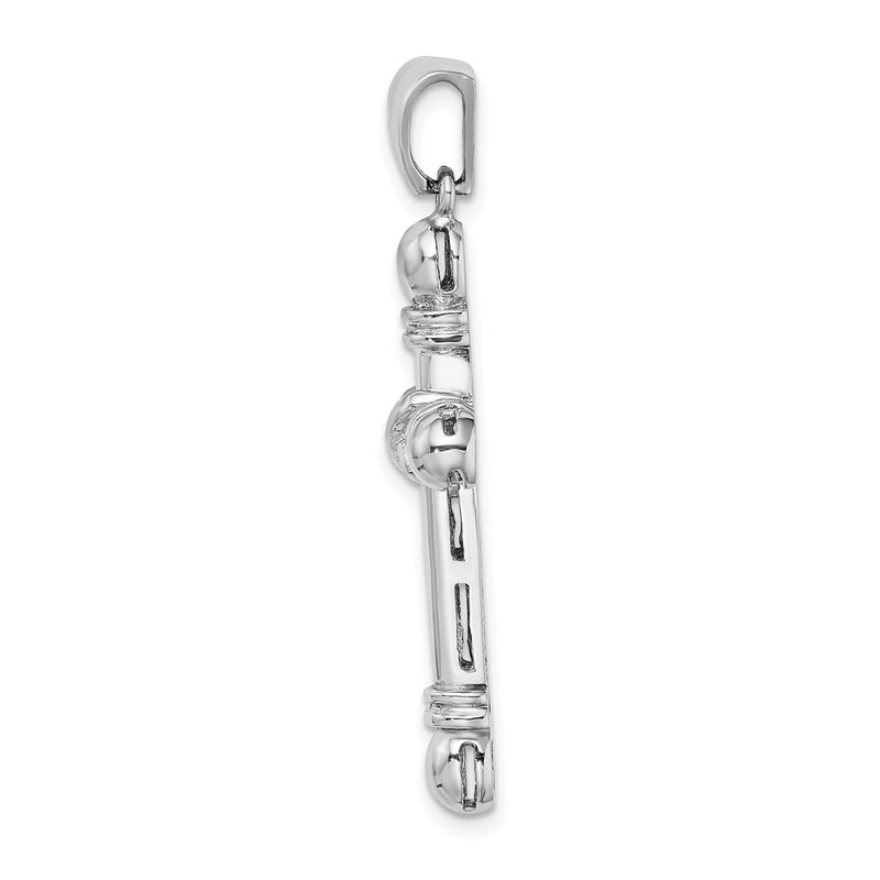 14k White Gold  X  Center Rounded Ends Cross Pendant