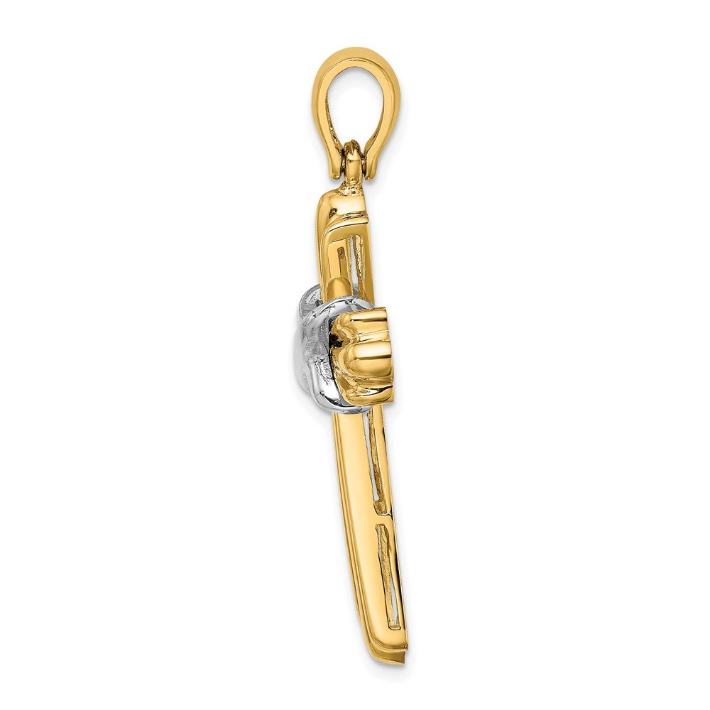 14k Two-tone Gold Two-tone Gold  X  Center Ribbed Cross