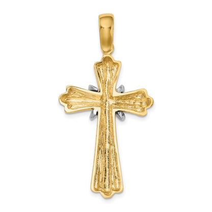 14k Two-tone Gold Two-tone Gold  X  Center Ribbed Cross
