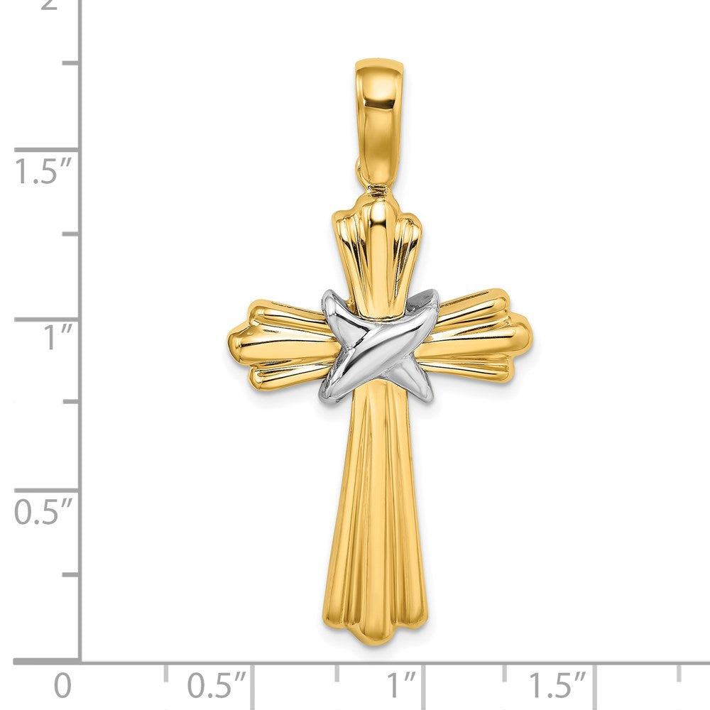 14k Two-tone Gold Two-tone Gold  X  Center Ribbed Cross