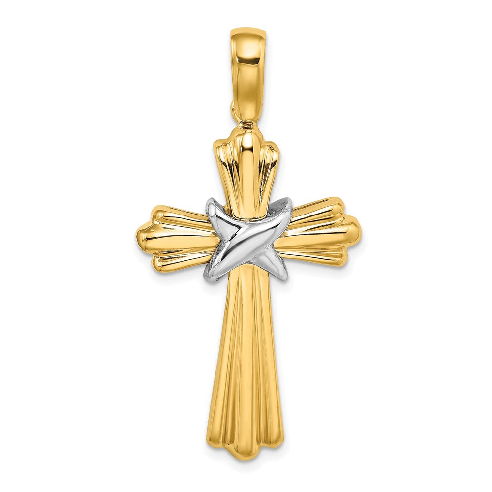 14k Two-tone Gold Two-tone Gold  X  Center Ribbed Cross