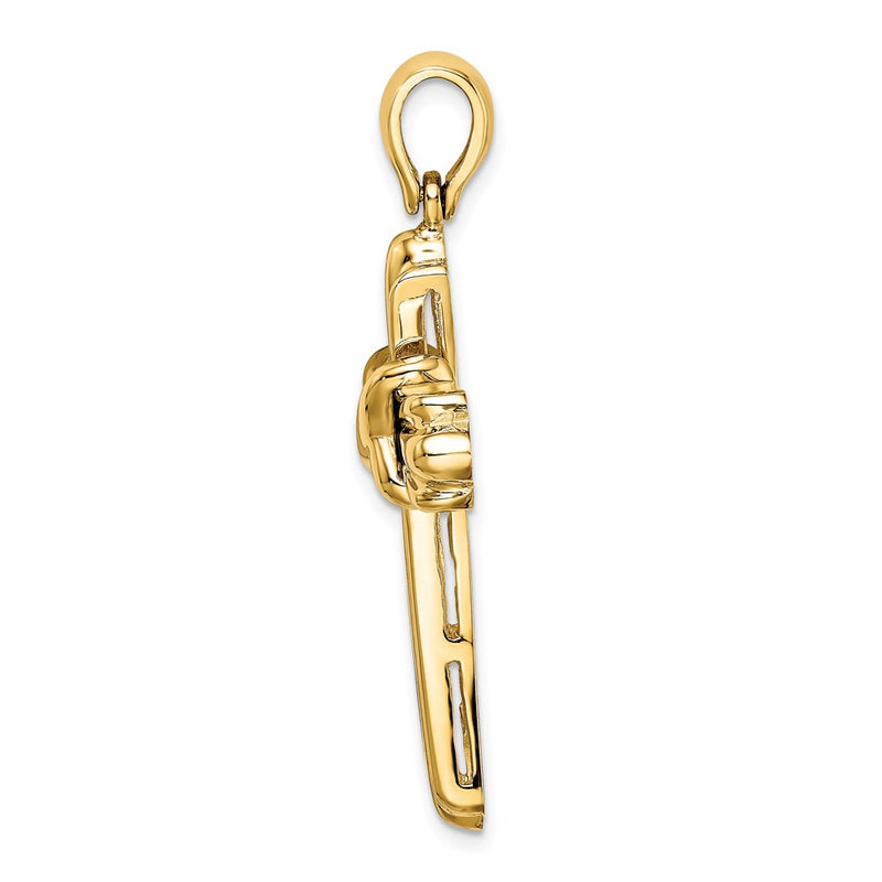 14k Yellow Gold  X  Center Ribbed Cross