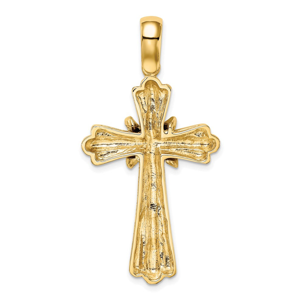 14k Yellow Gold  X  Center Ribbed Cross