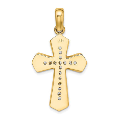14k Two-tone Gold Polished Cross Charm