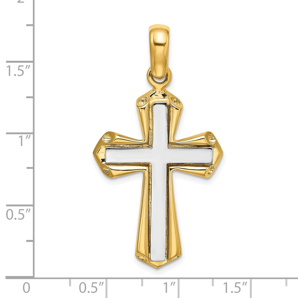 14k Two-tone Gold Polished Cross Charm