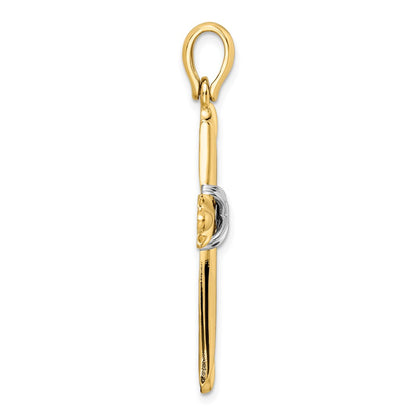 14k Two-tone Gold Polished w/ X-center Cross
